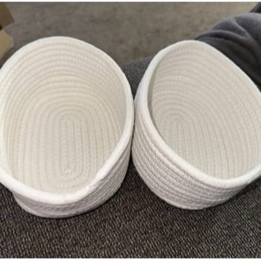 New 2 Pack Small Storage Baskets, Natural Cotton Rope Woven Baskets